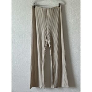 Truth By Republic Pants Brown Rib Knit Elastic Waist Flare Womens Large Comfort
